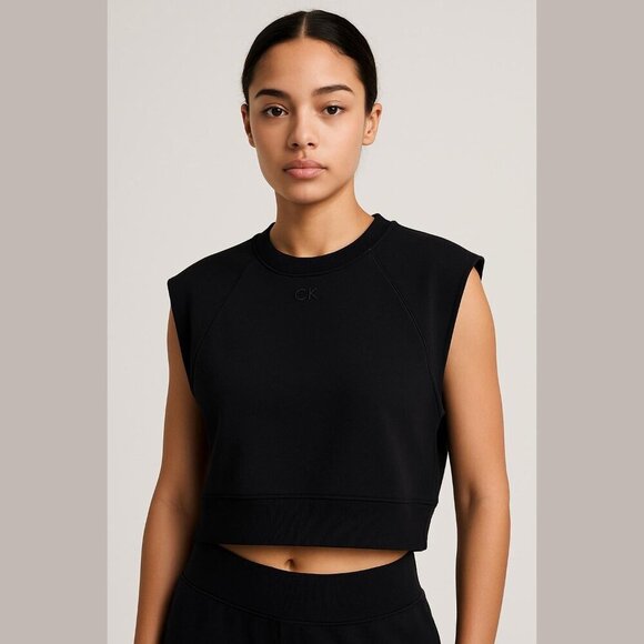 Calvin Klein Performance Women's Medium Black Sleeveless Crop Top NWOT - Picture 1 of 4